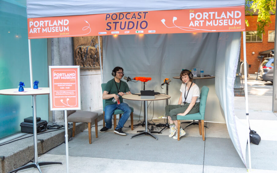 Podcast tent at the Monster Drawing Rally