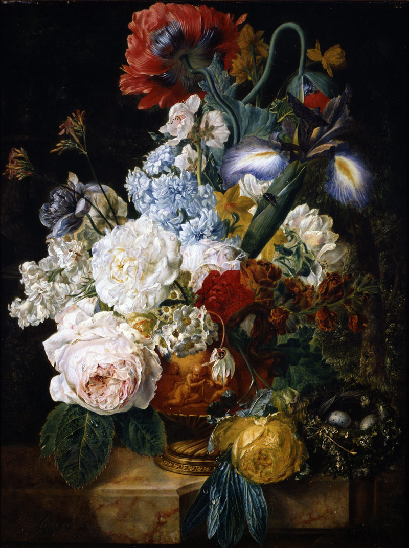 Wybrand Hendriks (Dutch, 1744-1831), Flower Still Life, 1810/1830, oil on panel, Gift of the Honorable George Rossman in memory of his wife, Loreta Showers Rossman.