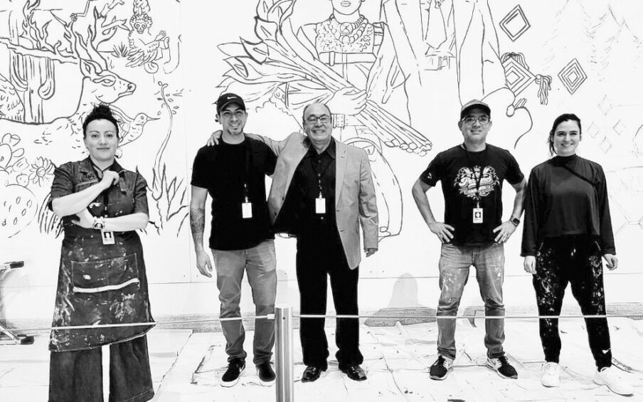 Black and white photo of IDEAL PDX mural artists