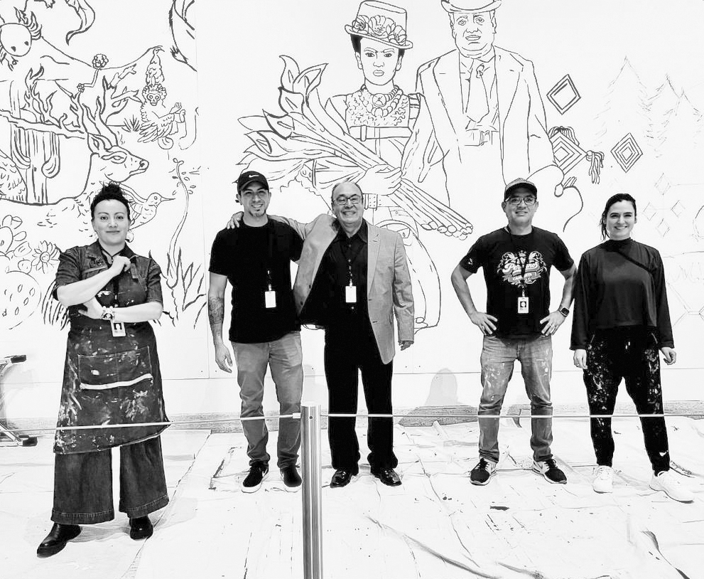 Black and white photo of IDEAL PDX mural artists