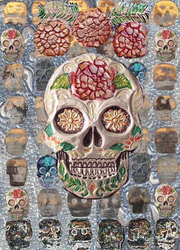 Dia de Muertos skull with flowers