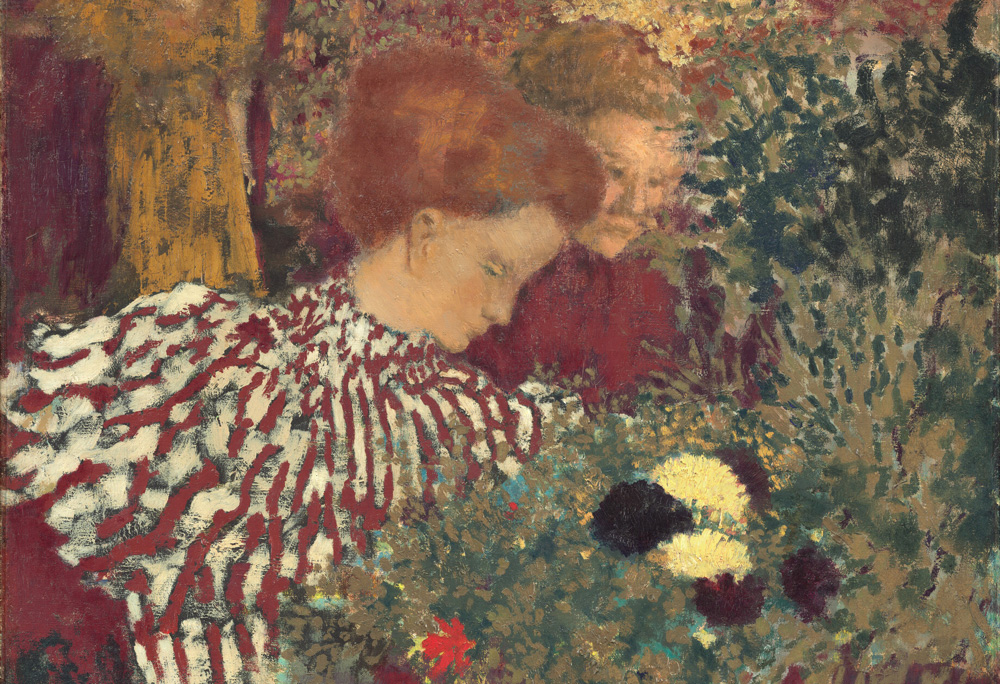 Painting of two women arranging flowers