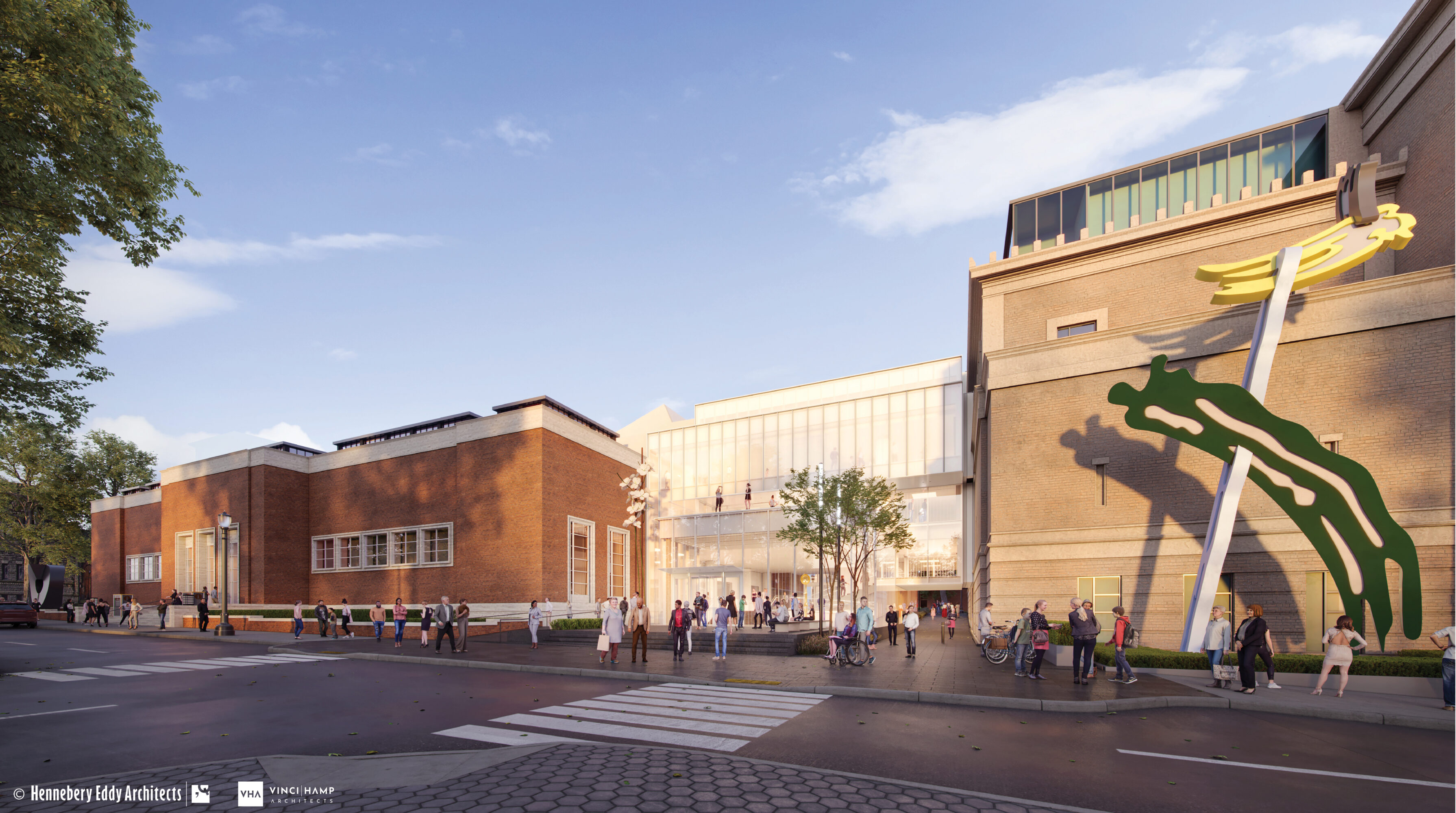 Architectural rendering of the new Rothko Pavilion as seen from the east/ Park Avenue side.