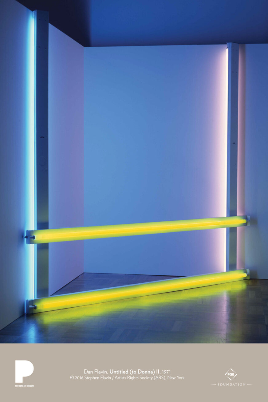 Dan Flavin (American, 1933-1996)
Untitled (to Donna) II, 1971
Fluorescent lights
96 1/4 x 96 inches
Museum Purchase: funds provided by an NEA purchase plan grant
matched by the Contemporary Art Council
© 2016 Stephen Flavin / Artists Rights Society (ARS), New York
81.53