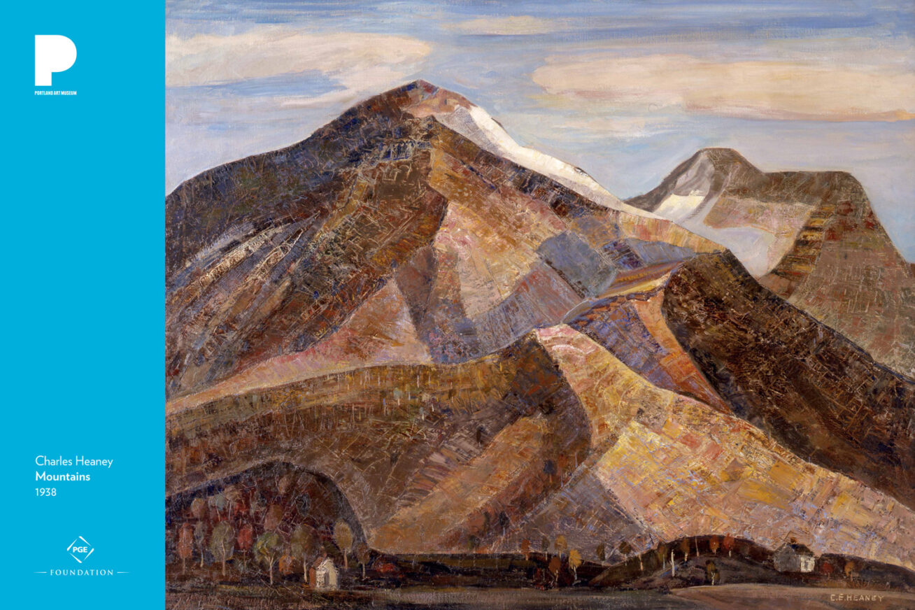 Charles Heaney (American, 1897-1981)
Mountains, 1938
Oil on canvas
33 3/8 x 38 inches
Courtesy of the Fine Arts Program, Public Buildings Service, U.S. General Services Administration. Commissioned through the New Deal art projects.
Public domain
L45.3.4