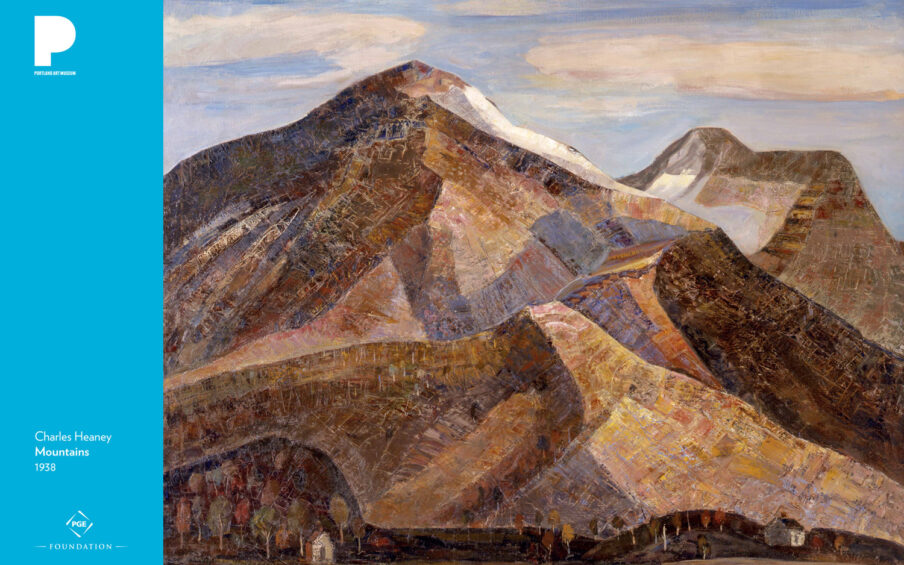 Charles Heaney (American, 1897-1981) Mountains, 1938 Oil on canvas 33 3/8 x 38 inches Courtesy of the Fine Arts Program, Public Buildings Service, U.S. General Services Administration. Commissioned through the New Deal art projects. Public domain L45.3.4
