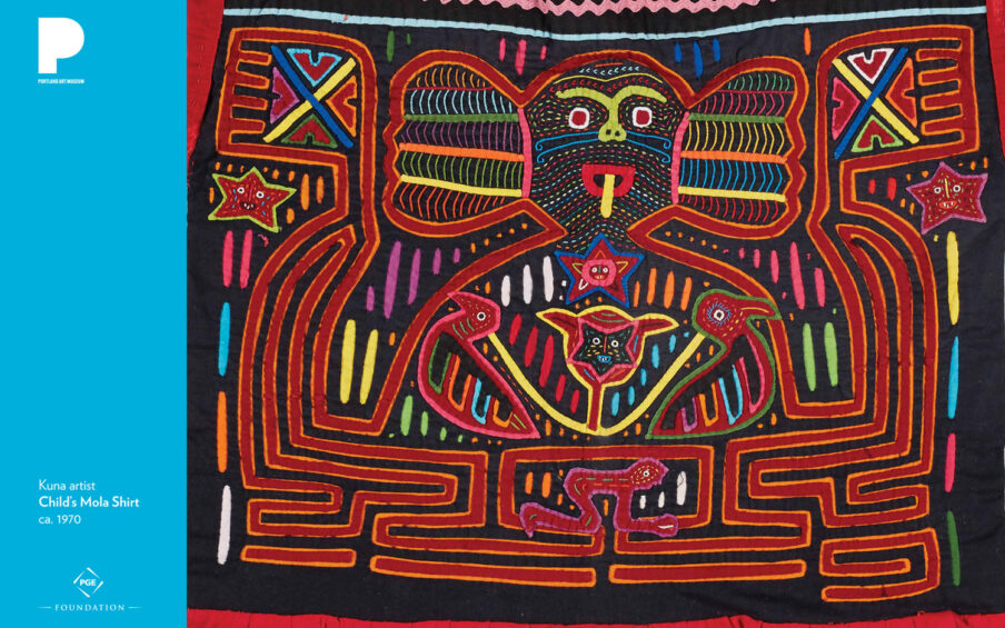 Kuna artist Child’s Mola Shirt, ca. 1970 Cotton and synthetic fabric 20 x 23 inches Gift of an anonymous donor 2016.3.1