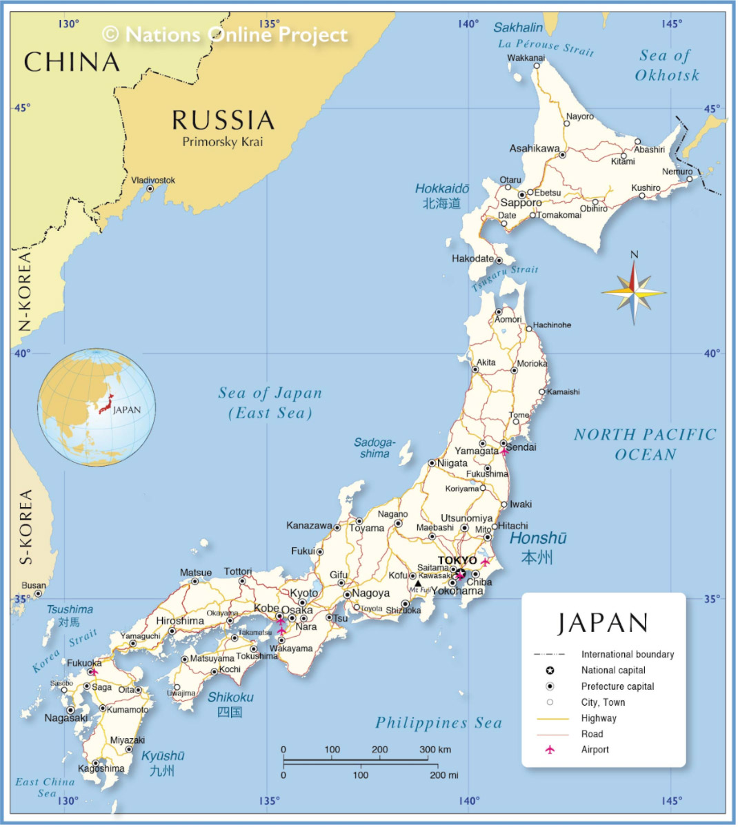 Current map of Japan