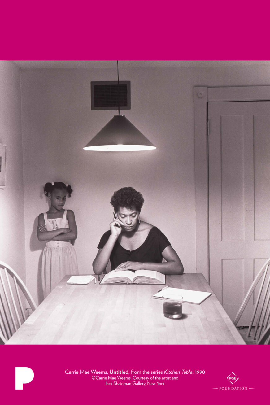 Carrie Mae Weems (American, born 1953)
Untitled, from the series Kitchen Table, 1990
gelatin silver print (first in a triptych)
27 1/4 x 27 1/4 inches
Gift of the Contemporary Art Council
© Carrie Mae Weems. Courtesy of the artist and Jack Shainman Gallery, New York.
94.19a