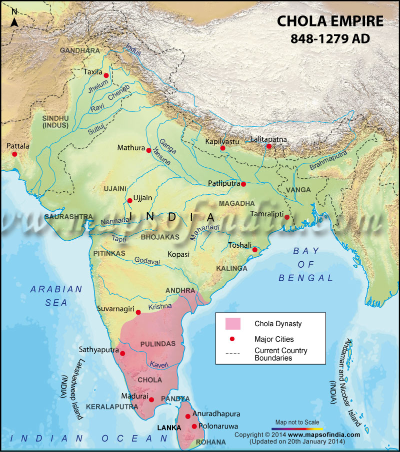 Map of the Chola Empire, 848 – 1279 AD