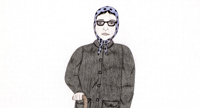 Annie Pootoogook (Inuit, 1969 – 2016), A Portrait of Pitseolak, 2003 – 2004. Pencil crayon and ink on paper, 26 x 20 inches. Edward J. Guarino Collection, Yonkers, New York.