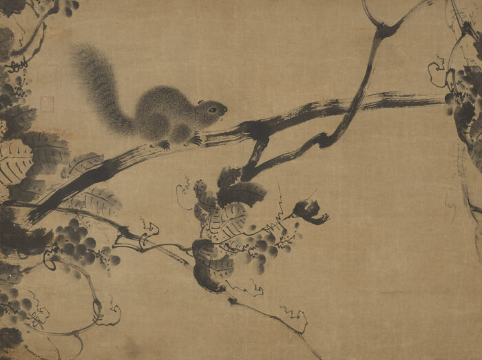 Unknown artist, Grapevine and squirrels, Joseon Dynasty (1392–1910), ink on paper, collection of Mary and Cheney Cowles.