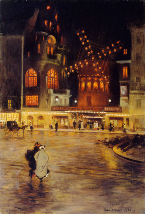 Edouard Zawiski, Place Blanche and the Moulin Rouge, 1902. Oil on canvas, 21 1/2 x 15 in., Musée Carnavalet. © Musée Carnavalet / Roger-Viollet