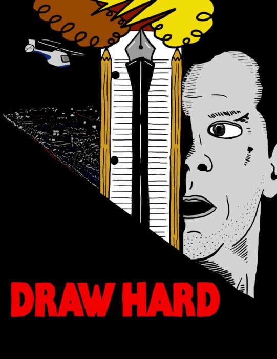Hand drawn movie poster for Die Hard