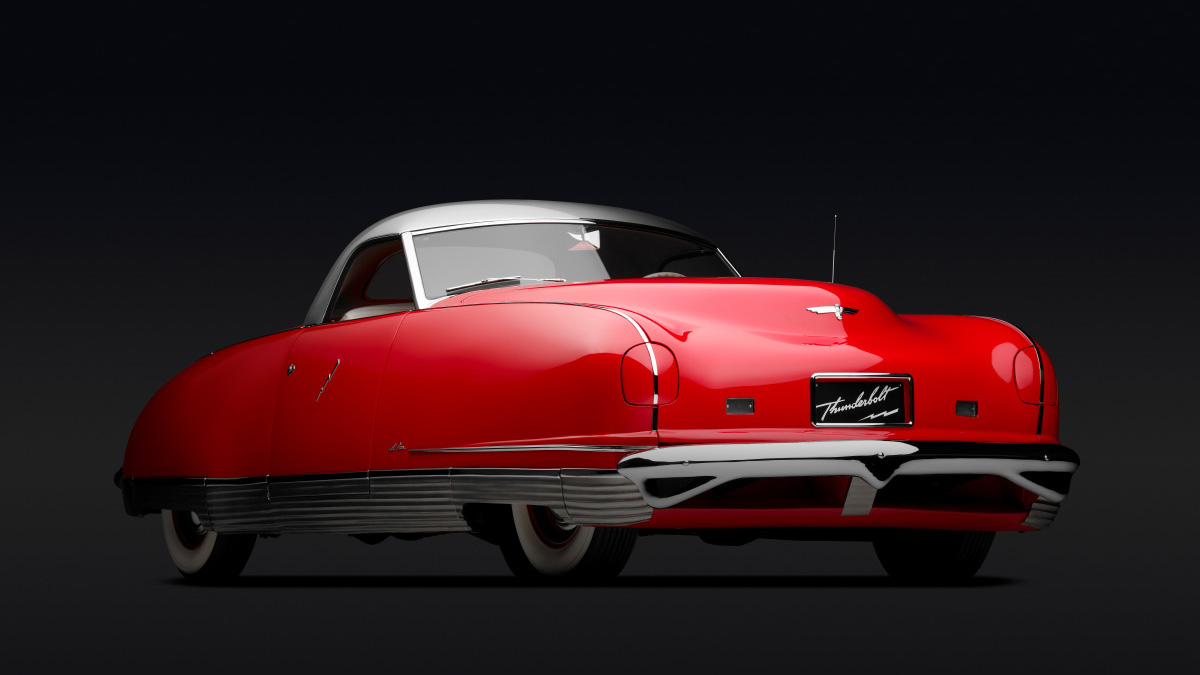 Photo of a classic red Chrysler Thunderbolt car