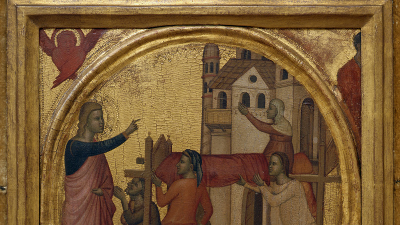 Religious painting with gold leaf