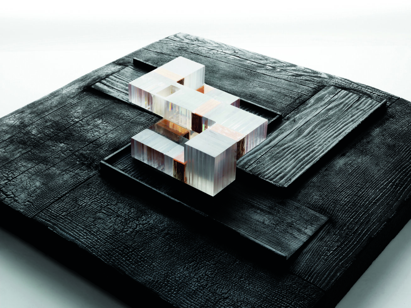 Image of a study for a house built out of wood and glass