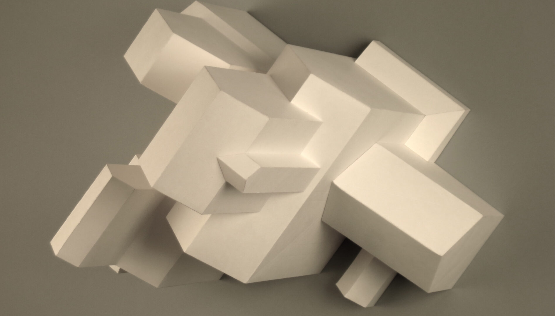 Abstract white geometric sculpture