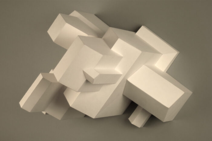 Abstract white geometric sculpture