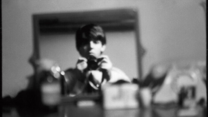 Black and white self-portrait of Paul McCartney