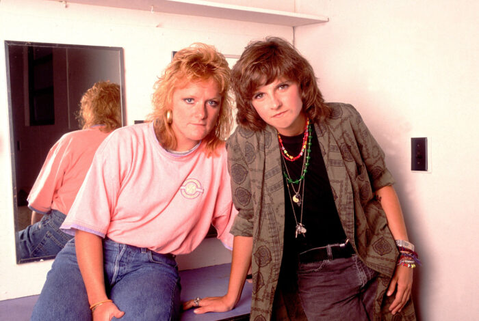 Photo of the Indigo Girls in a dressing room