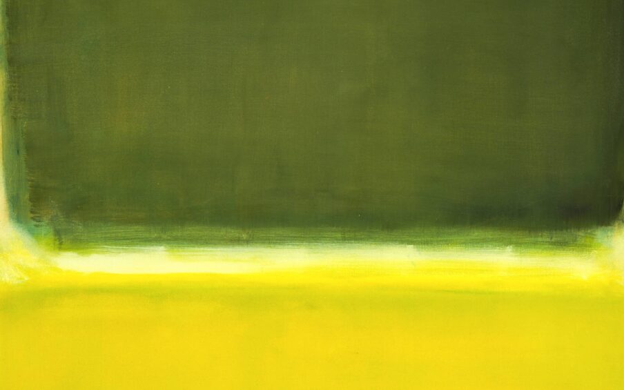 Abstract painting with shade of green and yellow.