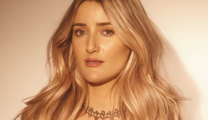 Close up portrait of a white woman with long blonde hair