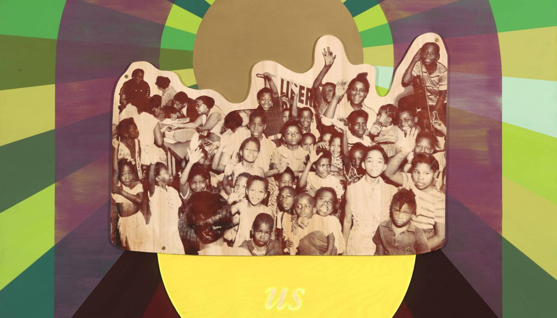 A mixed media collage.