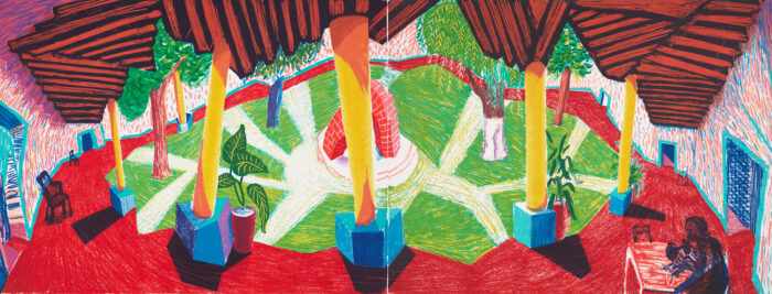David Hockney, Hotel Acatlan: Two Weeks Later (detail), 1985, Lithograph , Edition of 98, © David Hockney/ Tyler Graphics Ltd. Photo Credit: Richard Schmidt, Collection of Jordan D. Schnitzer