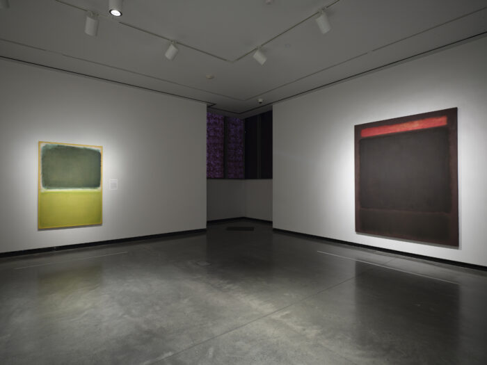 Photo of a gallery with two Mark Rothko paintings.