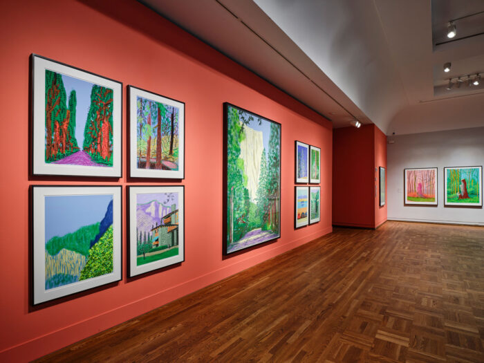 Installation photo of David Hockney exhibition.