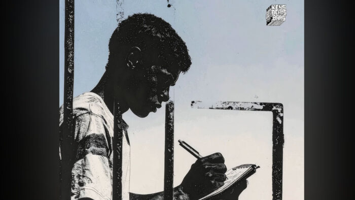 Illustration of a man writing on a pad of paper.