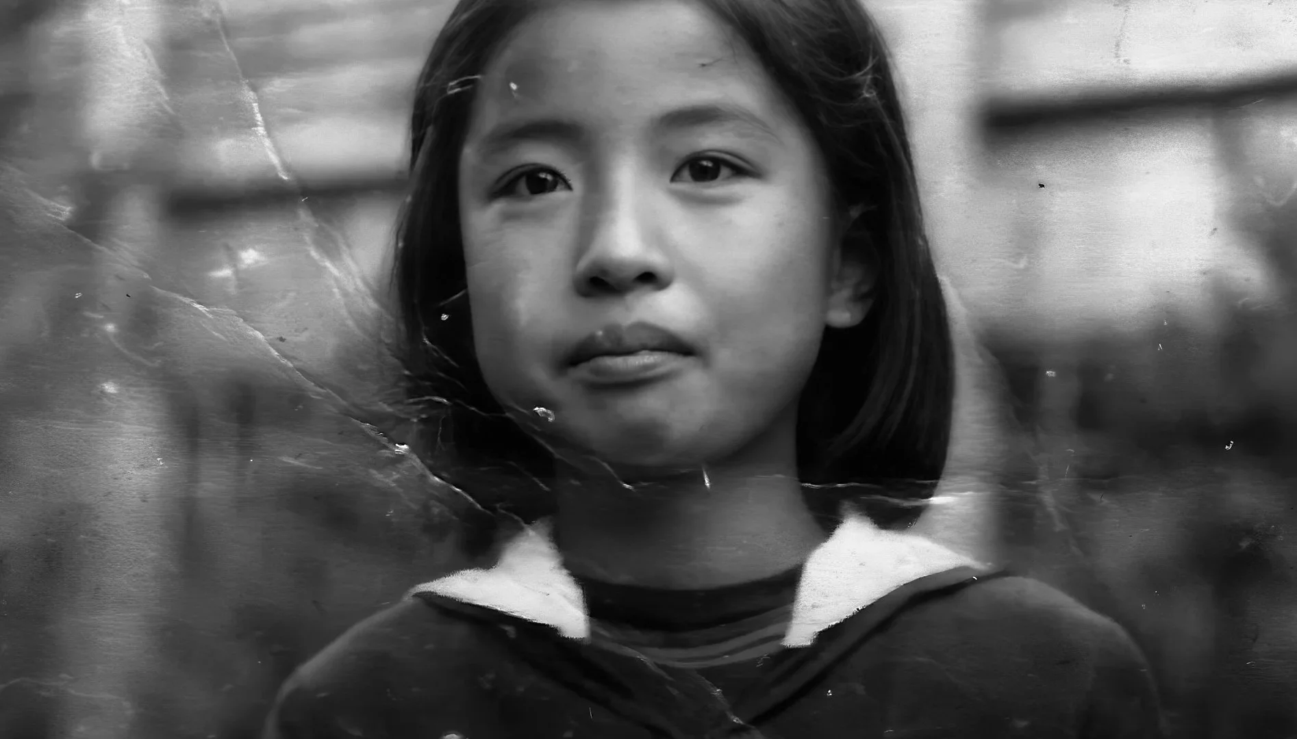 Black and white photo of a young Japanese girl.