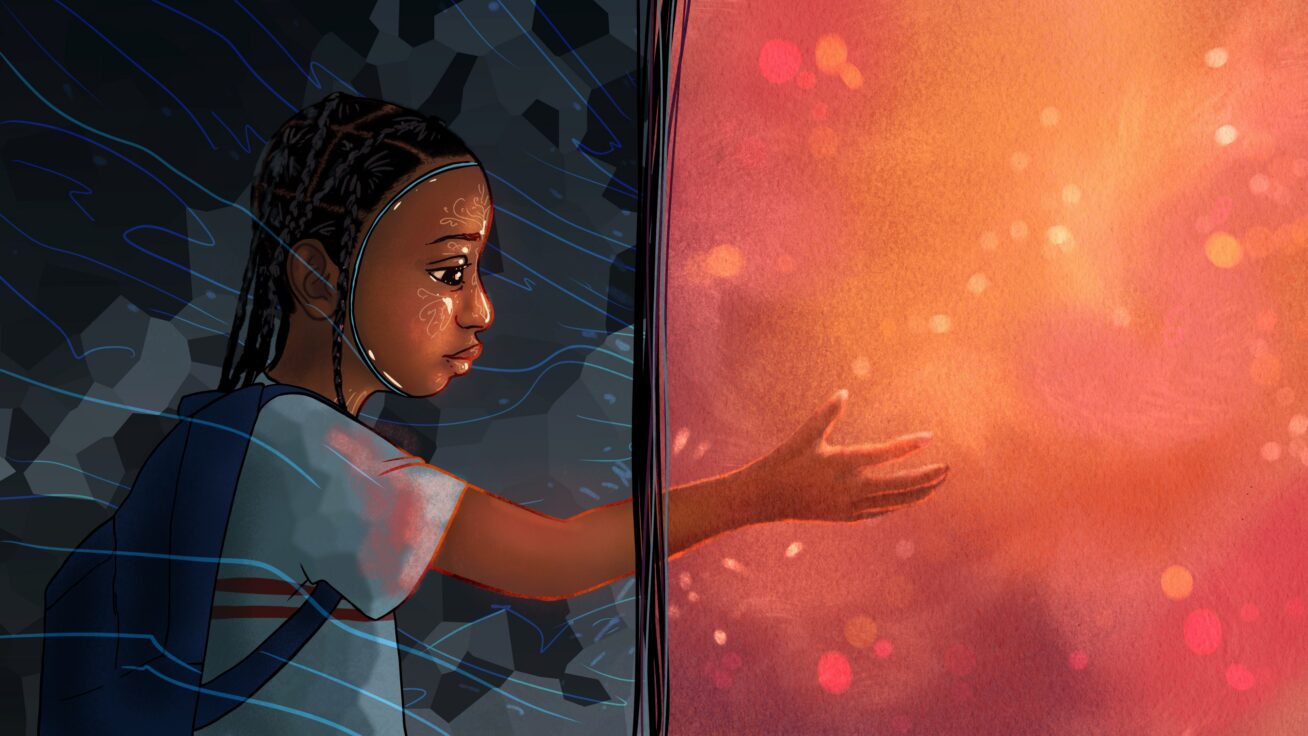 Film still from the animated film The Divergent Gift.