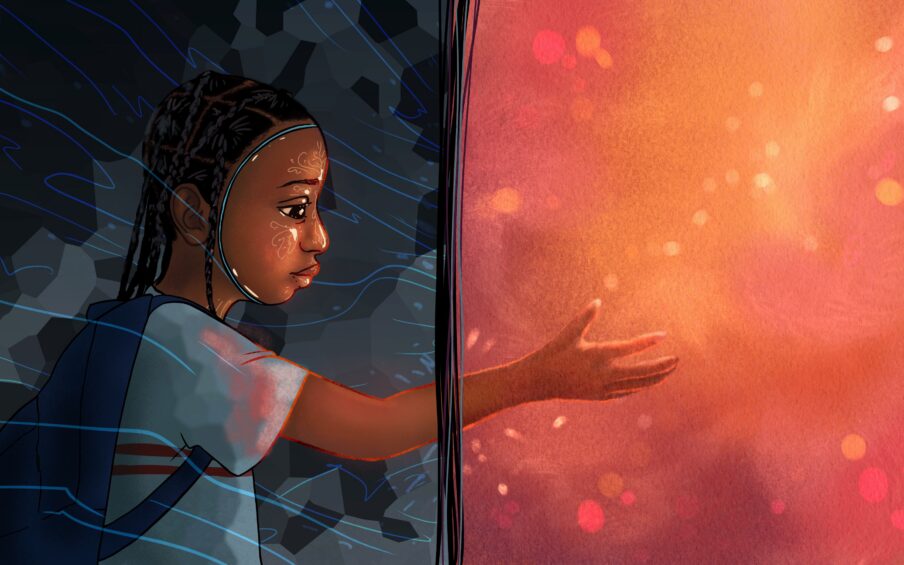 Film still from the animated film The Divergent Gift.