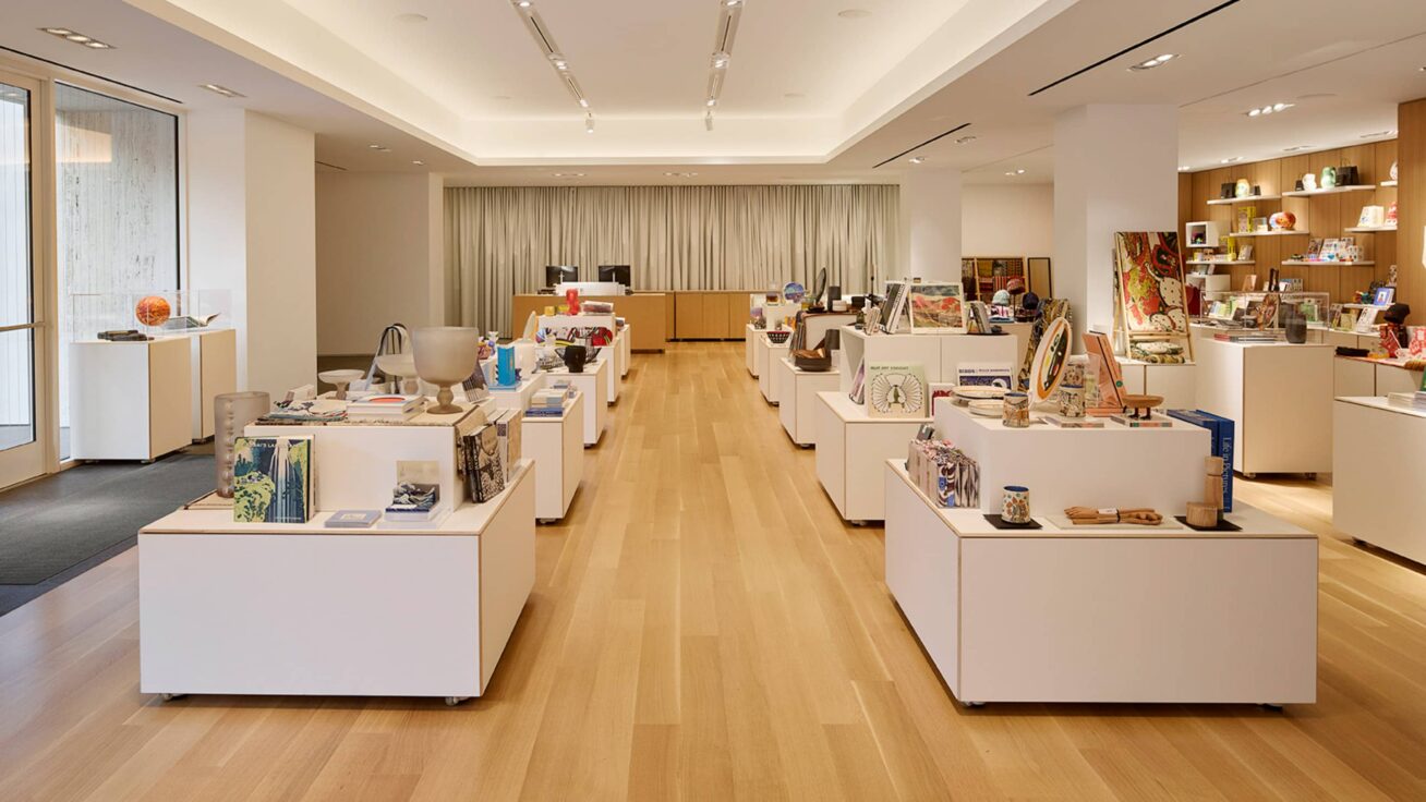 Shop interior with items on display.